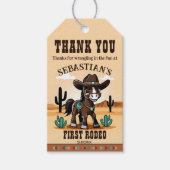 ファースト・ロデオかわいいカウボーイの馬の誕生日パーティー ギフトタグ (正面)