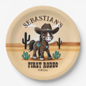 ファースト・ロデオかわいいカウボーイの馬の誕生日パーティー ペーパープレート (正面)