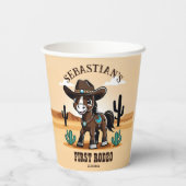 ファースト・ロデオかわいいカウボーイの馬の誕生日パーティー 紙コップ (裏面)