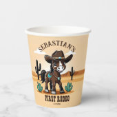 ファースト・ロデオかわいいカウボーイの馬の誕生日パーティー 紙コップ (正面)