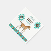 ファースト・ロデオ南西部ターコイズ・カントリー・ホース スタンダードカクテルナプキン (角)