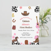 ファースト・ロデオ女性のカーボーイファースト・バースデーパーティー 招待状 (スタンド正面)