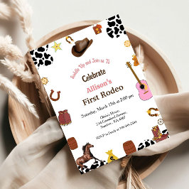 ファースト・ロデオ女性のカーボーイファースト・バースデーパーティー 招待状
