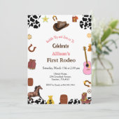 ファースト・ロデオ女性のカーボーイファースト・バースデーパーティー 招待状 (スタンド正面)