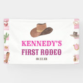 ファースト・ロデオ女性のカーボーイファースト・ファースト・バースデーパーティー 横断幕 (横)