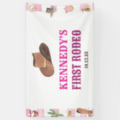 ファースト・ロデオ女性のカーボーイファースト・ファースト・バースデーパーティー 横断幕 (縦)