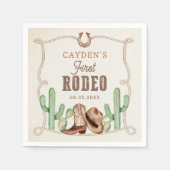 ファースト・ロデオ1th誕生日ウェスタン・カウボーイ スタンダードカクテルナプキン (正面)