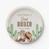 ファースト・ロデオ1th誕生日ウェスタン・カウボーイ ペーパープレート (正面)