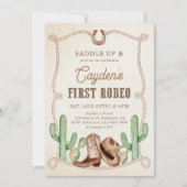 ファースト・ロデオ1th誕生日ウェスタン・カウボーイ 招待状 (正面)