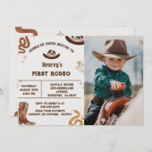 ファースト・ロデオ・ウェスタン・カウボーイファースト・誕生日写真 招待状 (正面/裏面)