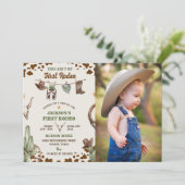 ファースト・ロデオ・ウェスタン・カウボーイファースト・誕生日写真 招待状 (スタンド正面)