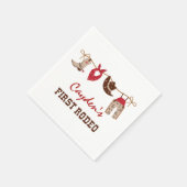 ファースト・ロデオ・ウェスタン・カウボーイ1st誕生日ナプキンス スタンダードカクテルナプキン (角)