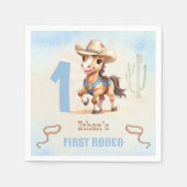 ファースト・ロデオ・ウェスタン・カウボーイ1st誕生日ナプキンス スタンダードカクテルナプキン (正面)