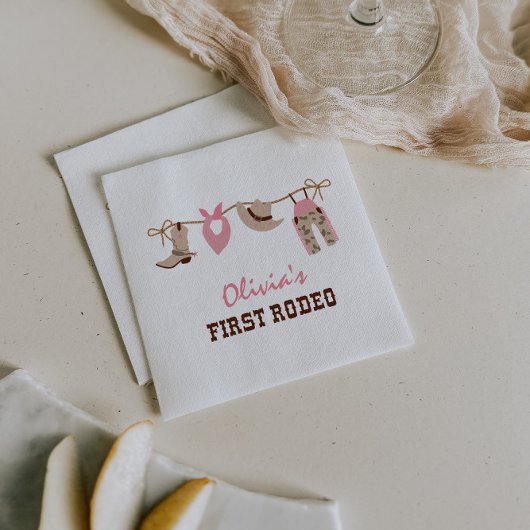 ファースト・ロデオ・ウェスタン・カウボーイ1st誕生日ナプキンス スタンダードカクテルナプキン
