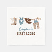 ファースト・ロデオ・ウェスタン・カウボーイ1st誕生日ナプキンス スタンダードカクテルナプキン (正面)