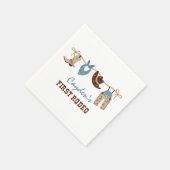 ファースト・ロデオ・ウェスタン・カウボーイ1st誕生日ナプキンス スタンダードカクテルナプキン (角)