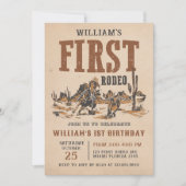 ファースト・ロデオ・ウェスタン・カウボーイ1st誕生日パーティー 招待状 (正面)
