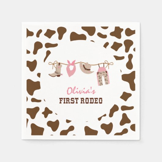 ファースト・ロデオ・ウェスタン・カウボーイ1st誕生日 スタンダードカクテルナプキン (正面)