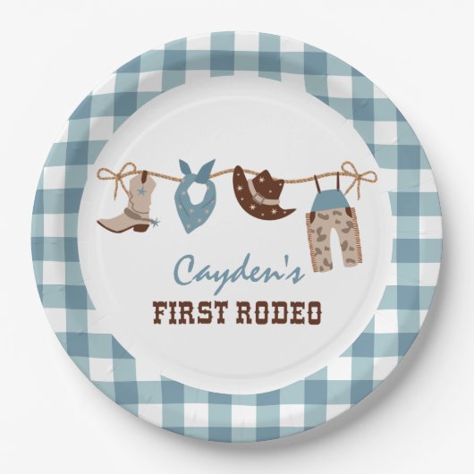 ファースト・ロデオ・ウェスタン・カウボーイ1st誕生日 ペーパープレート (正面)