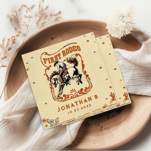 ファースト・ロデオ・ウェスタン・カウボーイ・バースデーパーティー スタンダードカクテルナプキン