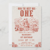ファースト・ロデオ・ウェスタン・カウボーイ・ファースト・バースデーパーティー 招待状 (正面)
