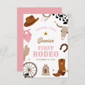ファースト・ロデオ・ウェスタン・ガール1st誕生日 サンキューカード (正面/裏面)