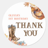 ファースト・ロデオ・ウェスタン・ガール1st誕生日 ラウンドシール (正面)