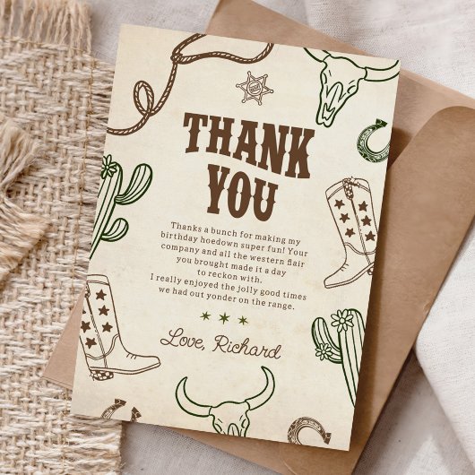 ファースト・ロデオ・ウェスタン・ボーイ1st誕生日 サンキューカード