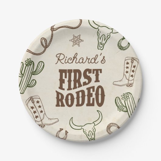 ファースト・ロデオ・ウェスタン・ボーイ1st誕生日 ペーパープレート (正面)