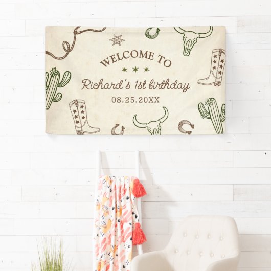 ファースト・ロデオ・ウェスタン・ボーイ1st誕生日 横断幕 (インサイチュ)