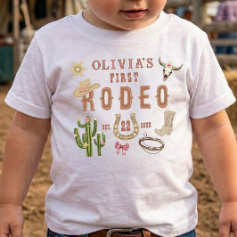 ファースト・ロデオ ウエスタン カウガール 1歳の誕生日パーティー ベビーTシャツ