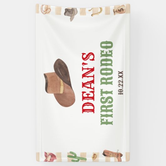 ファースト・ロデオ・カウボーイ1stファースト・バースデーパーティー 横断幕 (縦)