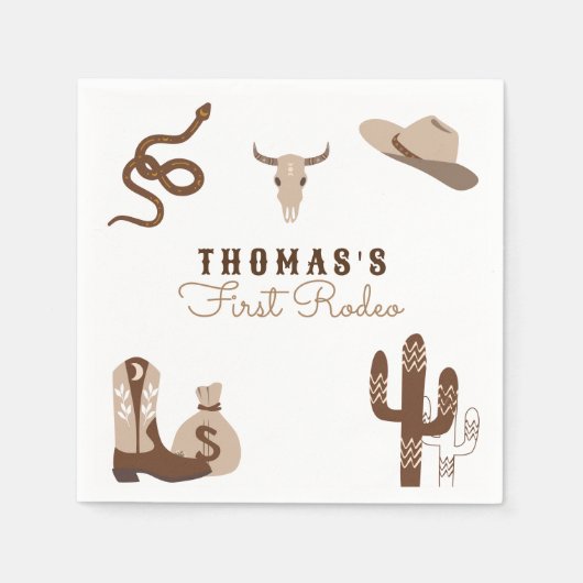 ファースト・ロデオ・カウボーイ・バースデーパーティー スタンダードカクテルナプキン (正面)