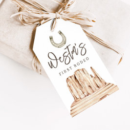 ファースト・ロデオ・ニュートラル南部カウボーイ誕生日 ギフトタグ