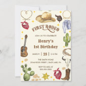 ファースト・ロデオ・ビッデイカウボーイ1st誕生日招待状 招待状 (正面)