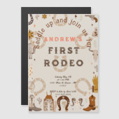 ファースト・ロデオ・ホースシューズ・パターン・カントリー マグネット招待状 (正面/裏面)