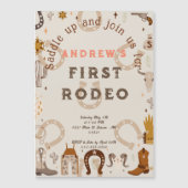 ファースト・ロデオ・ホースシューズ・パターン・カントリー マグネット招待状 (正面)