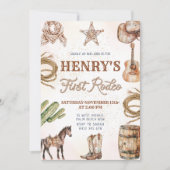 ファースト・ロデオ・ワイルドウェスト1st誕生日パーティー 招待状 (正面)
