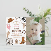 ファースト・ロデオ・ワイルドウェスト・ガール・ファースト・誕生日写真 招待状 (スタンド正面)