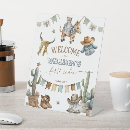 ファースト・ロデオ・ワイルドウエスト・ウェルカム・ボーイ1st誕生日 台座サイン (インサイチュ)