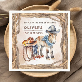 ファースト・ロデオ |男の子カウボーイ1st誕生日パーティー スタンダードカクテルナプキン