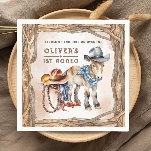 ファースト・ロデオ |男の子カウボーイ1st誕生日パーティー スタンダードカクテルナプキン