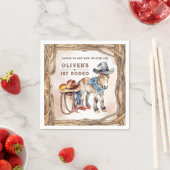 ファースト・ロデオ |男の子カウボーイ1st誕生日パーティー スタンダードカクテルナプキン (インサイチュ)