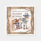 ファースト・ロデオ |男の子カウボーイ1st誕生日パーティー スタンダードカクテルナプキン (正面)