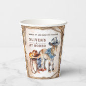 ファースト・ロデオ |男の子カウボーイ1st誕生日パーティー 紙コップ (裏面)