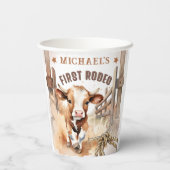 ファースト・ロデオ | Wild West Bull Cowboy 1st誕生日 紙コップ (裏面)