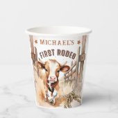 ファースト・ロデオ | Wild West Bull Cowboy 1st誕生日 紙コップ (正面)