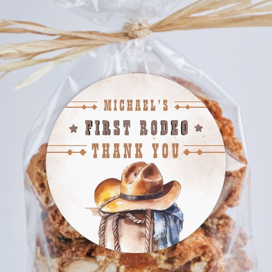 ファースト・ロデオ | Wild West Cowboy 1st Birthday Boy ラウンドシール