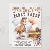 ファースト・ロデオ | Wild West Cowboy 1st Birthday Boy 招待状 (正面)