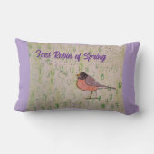 ファースト・ロビン・オブ・春淡い色の・パープル ランバークッション (裏面)